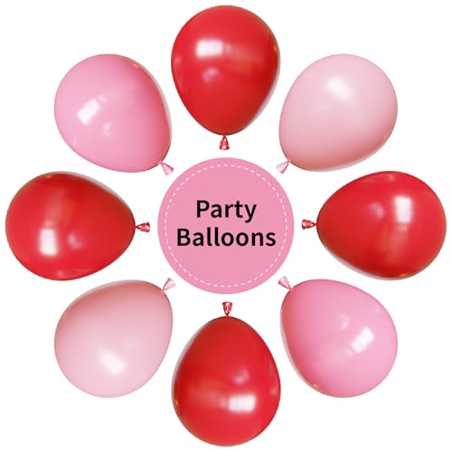 Image of Red and Pink Balloons, Valentines Balloons, 67pcs 12 Inch Pink and Red Balloon for Birthday, Valentines, Anniversary Party Decorations