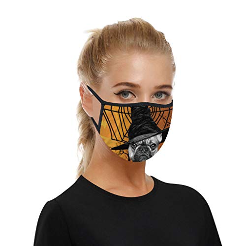 Preisvergleich Produktbild QIMANZI Herren Damen Halloween Mundschutz mit Motiv Waschbar Wiederverwendbar Mund und Multifunktionstuch Nasenschutz Halstuch Windschutz Gesichtsschutz Atmungsaktiv Gesichtsbekleidung(A18,1PC)