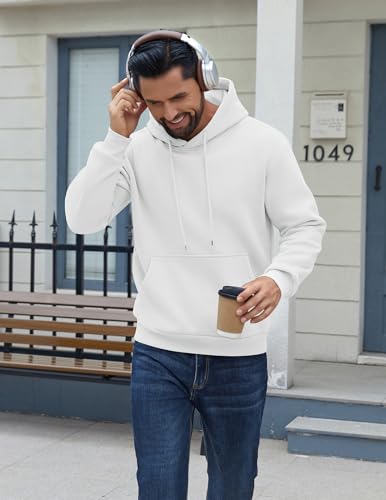 Image of COOFANDY Men Cotton Fleece Hooded Sweatshirt Casual Long Sleeve Hoodies Pullover Fashion Drawstring Hoodie with Kanga Pocket