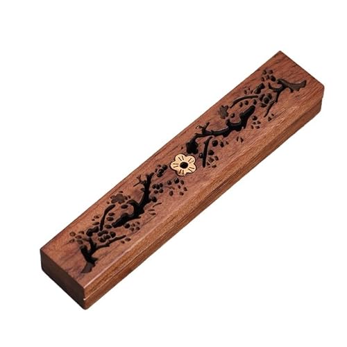 Vamior Ebony Wood Incense Holder for Sticks Burner Box Stick-Incense with Ash Catcher Outdoor(D)