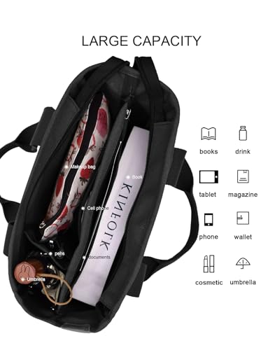Image of TeeYee 16oz Canvas Tote Bag Casual Multi pockets Handbags Large Capacity Shopping Shoulder Bag with Pocket Bags Work Purses