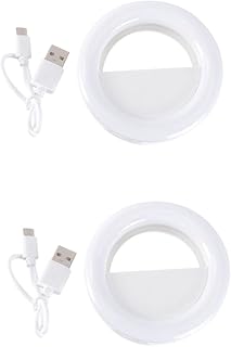 UKCOCO Broadcast Fill Lamp 2 Sets Beauty Recording Selfie Ring Light with Clip Three Modes Ring Light Makeup Makeup Ring Light Selfie Chargeable White Set