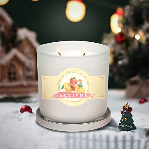 Soy Candles For Home Scented, Fruit Scented Candles, Large 16 Oz 2 Wicks Aromatherapy Candles, Long Burn Time, Skyjade Glass Jar Candles With Metal Holder, Christmas Candles Holiday Candle Gift #TOP1