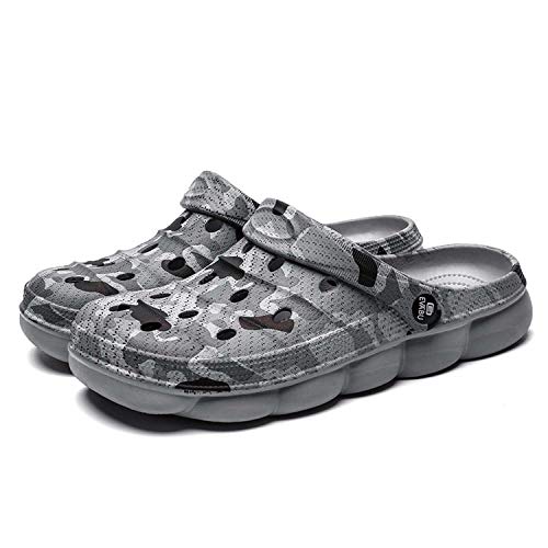 Zuecos Unisex para Adultos   Sandalias de Verano Ligeras de EVA, Antideslizantes y Transpirables, Zapatos de Jardín y Playa con Suela Suave, Aqua Slippers, Gris, Talla 42