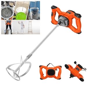 2600 W Orange Rührwerk Mörtelrührer 230 V, 1700 U/min, 6 Stufen Handrührgeräte Mischer Rührer Rührgerät Mörtelrührer Betonrührer Mörtel Betonrührer - Mit großem Rührquirl und ergonomischem Griff