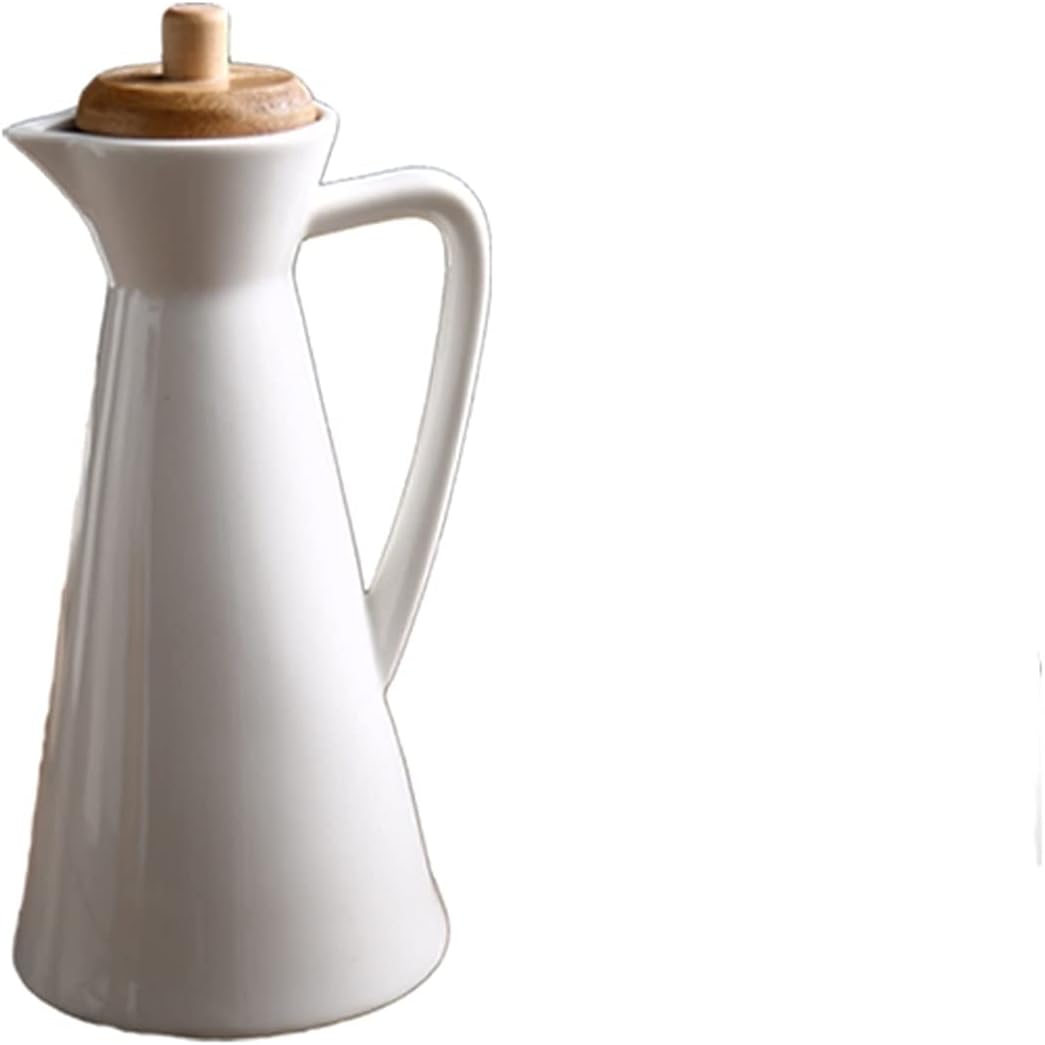 Oil Bottle Creative Ceramic Oil Vinegar Dispenser Bottle Household Leak-Proof Oil Bottle with Handle and Spout Multi-Purpose Oil Pourer Oil Sprayer(Color:A,Size:Small)