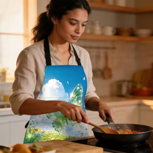 Image of Nuxovilar Decorative Kitchen Apron, 26.77x30.70 Inch Polyester Cooking Wearable Cover