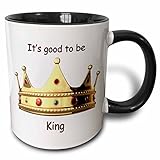 3dRose mug_4314_4 'Its good to be king' Two Tone Black Mug, 11 oz, Multicolor