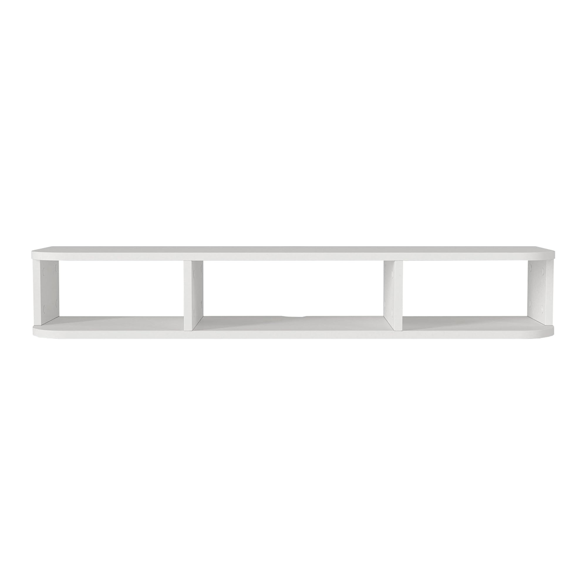 [en.casa] Mobile Porta TV Sospeso con 3 Vani Portaoggetti Scomparti Aperti Mensola da Parete Stand Multimediale con Passacavi 120 x 30 x 19 cm per Soggiorno - Bianco