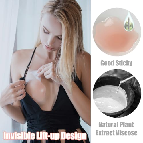 Image of Sticky Bra for Breast Lift Pasties Nipple Covers Invisible Silicone Adhesive Bra Petals Stick on Bra