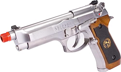 Evike Airsoft - WE-Tech Samurai Edge Haz ATV2 M9 Airsoft Gas Blowback Semi-Auto/Full Auto Airsoft Pistol (Color: Nickle Chrome) - (PID: 54079)