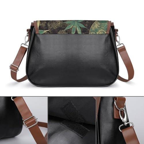 Women's Detachable Strap PU Leather Shoulder Bag Open Book And Light Printed with Inner Pocket3