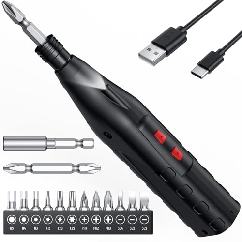 電動ドライバー 小型 強力 【2026革新モデル】 充電式ドライバー ペン型 合金製 正逆転切り替え 手動兼用 Type-C 急速充電 高輝度 LEDライト 軽量 滑り止め 人間工学設計 ビット 14本付 操作簡単 ドライバー 電動 ネジ締め DIY用 家庭用 組み立て 電動作業工具 女性 初心者対応 父の日 誕生日プレゼント