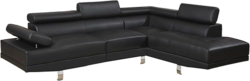 Miniatura 6 de GTU Furniture Juego de sofá seccional de piel sintética en forma de L, juego seccional de sala de estar con diván irreversible orientado hacia la