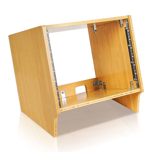 Sound Town DIY 8U Angled Desktop Turret Studio Rack, Solid Carbonized Bamboo, Assembly Required...