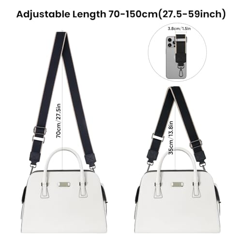 Image of Purse Strap Wide Replacement Crossbody Bag Straps, 1.5 inch Canvas Handbag Shoulder Strap, Adjustable Tote Belt (1.5 inch Black /Black Buckle)