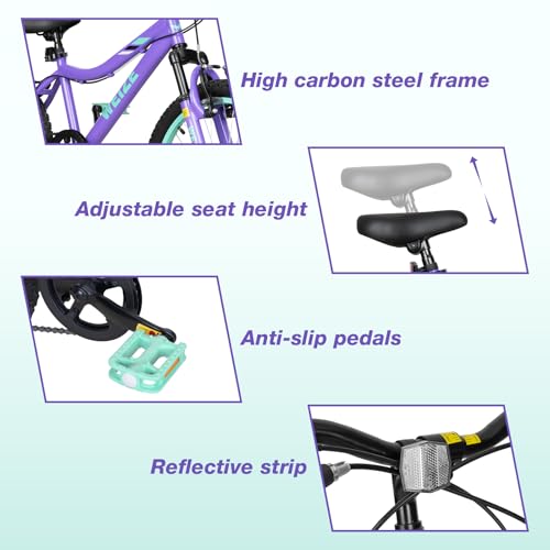 WEIZE 20 Inch Girl Mountain Bike Purple