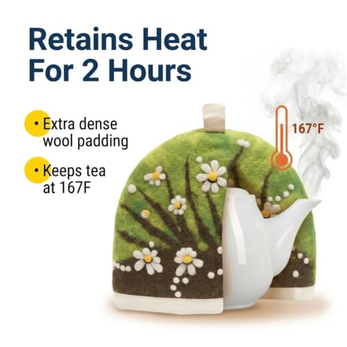 Image of Glaciart One Wool Teapot Cozy Kettle Cover | Dome Shaped Large Tea Cosy, Kettle or French Press | Handmade & Needle Felted from Natural Wool | Warms Up to 2 Hours | Great as Gift