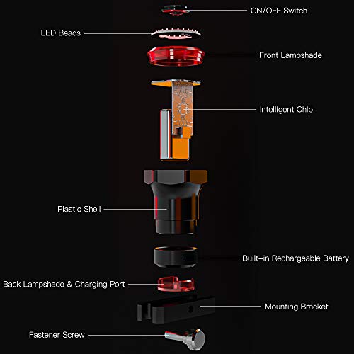 DECDEAL Lanterna traseira para bicicleta inteligente Lanterna traseira para bicicleta à prova d'águ