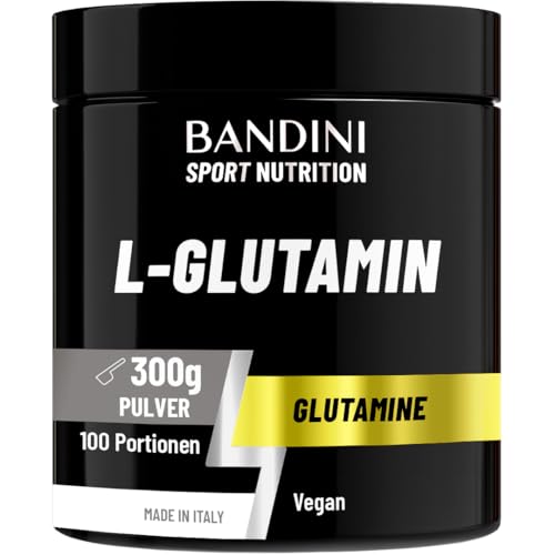 Bandini® L-Glutamin Pulver - Reines veganes L Glutamin, Aminosäure aus natürlicher Maisfermentation, hochdosiert & geschmacksneutral Glutamine Powder für Training & Sport (300 g (1er-Packung))