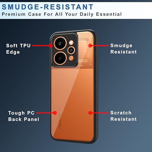 Image of CEDO Backcover for Realme P4 Power (5G) | Camera Protection Bump Shockproof Edge | Ultra Hybrid Transparent Acrylic Clear TPU+PC Hard Backcase Cover (Black)