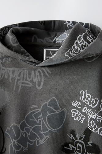 Image of Alan Jones Clothing Boys Oversize Hoodie with Graffiti Print | Full Sleeve Sweatshirt for Kids & Teens | Age 6-16 Years