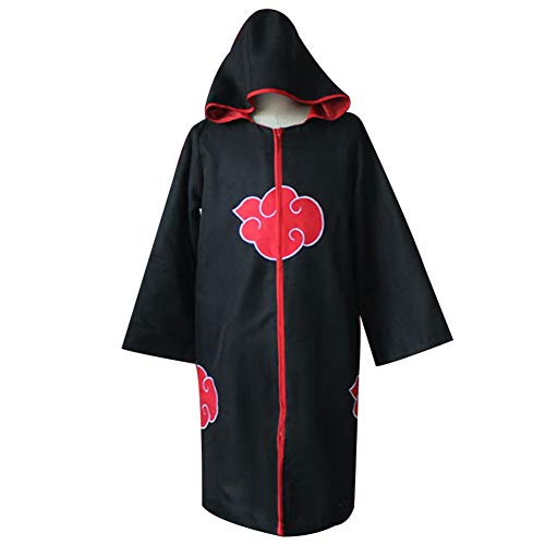 SGOT Anime Cosplay Kostüm Naruto Kostüm Naruto Akatsuki Mantel Uchiha Itachi Cosplay Kostüm Cloak Umhang Kostüm Halloween(S Schwarz 01)
