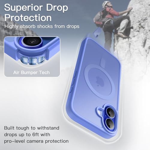 Image of JETech Magnetic Cover Case for iPhone 16 Plus 6.7-Inch Compatible with MagSafe, Translucent Matte Back Slim Shockproof Phone Cover (Ultramarine)