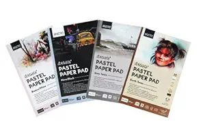 Brustro Artists' Pastel Paper Pad, Set of 4, 24 Sheets (160 GSM) Each, Colour - Black, White, Earth Tones & Grey Tones, Size - 3.5