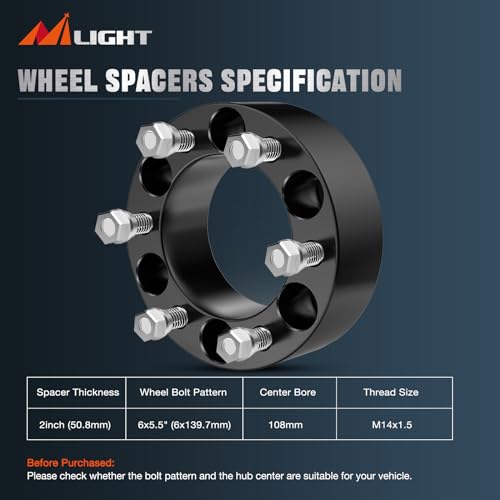 Image of Nilight 6x5.5 Wheel Spacers for Chevy Silverado GMC Sierra 1500 1999-2021
