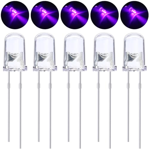 EBOOT 100 Pcs Clear LED Light Emitting Diodes Bulb LED Lamp 5 mm (Purple)