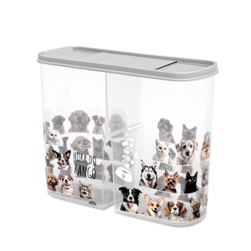 Pote Com Tampa Dispenser Portátil Ração Gato Cão Duplo Multiuso (Preto)