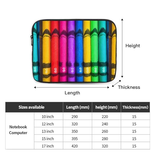 Colored Crayons Laptop Sleeve Case 12 Inch Suitable for Notebook Computer Tablet Traveling Carrying Simple Case4
