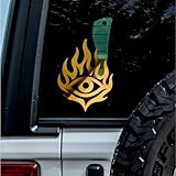 (2 Pcs Metallic Gold 5.6'' x 7.3'') - No Background - Waterproof of Tool Flaming Eye Rock Band Sticker Decal for Laptops, Water Bottles, Cars, Trucks, Wall Ideal Gift - 925VER1h69053GO