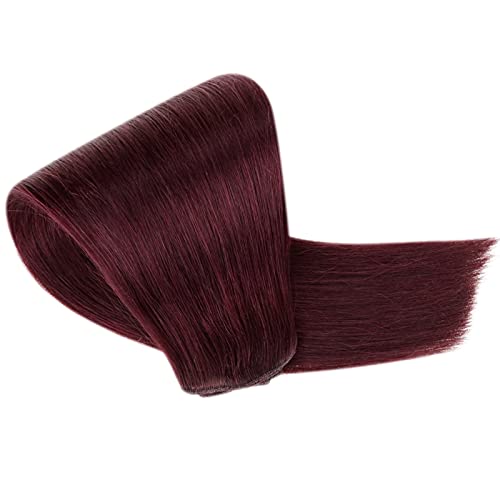 Hetto Real One Piece Hair Extensions 18 Inch Human Hair One Piece Extensions #99J Red Wine Real Straight Wire One Piece Hair Extensions with Adjustable Fish Line with Clips 80g
