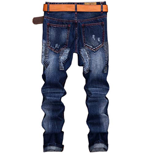 Andongnywell Men's Straight Biker Distressed Denim Pants Man Skinny Destroyed Jean Trousers with Zipper Pocket2