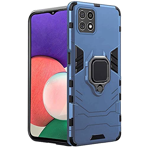 Image of TheGiftKart Tough Armor Samsung Galaxy A22 5G Bumper Back Case Cover | Ring Holder & Kickstand in-Built | 360 Degree Protection Back Case Cover for Samsung Galaxy A22 5G