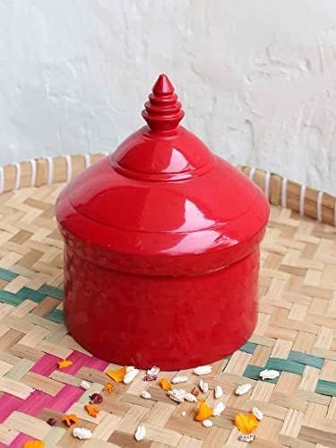 RK Creation Big Round Sindoor Box/Kumkum Dani, Sindoor Box For Women, Pooja Ghar, Jewellery Box