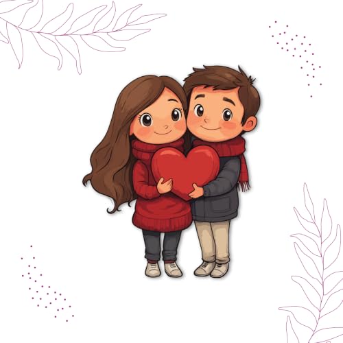 Image of Bhai Please Cute Couple with Heart Theme Wooden Fridge Magnet - Couple Gift
