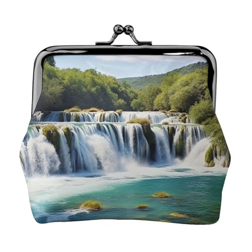 Porte-monnaie cascades de Krka en cuir synthétique vintage pour homme et femme