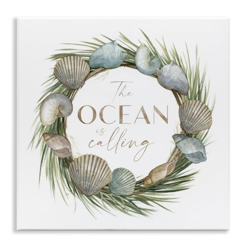 Ocean Calling Botanical, 12 x 12 Inch Mounted Print on Wall Plaque