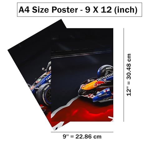 Image of Wrap & Wish Formula 1 2026 Red Bull Racing RB22 Isometric View Split Wall Posters Set (A4 Size, 9x12 Inch) | Pack of 3 | Vintage F1 Designs & Marvel Room Decor