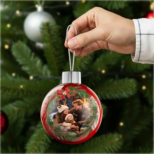 Image of Bemaystar Personalized Christmas Ornaments 2025 - Custom Christmas Ball Ornaments, Customized Double-Sided Photo Ornament, Custom Ornament for Christmas Tree, Xmas Gifts for Mom, Dad, Kids, Pets