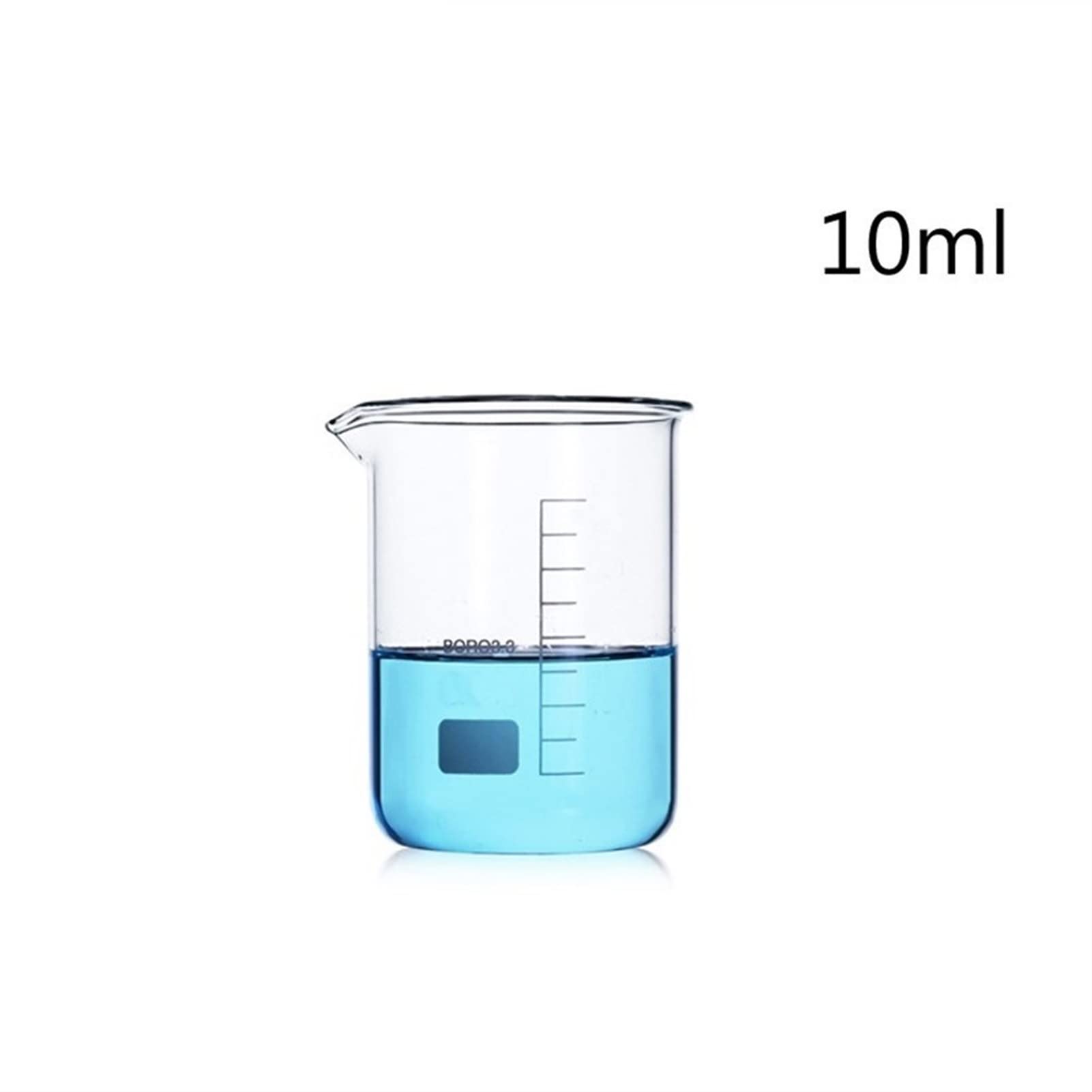 Vaso de precipitados de vidrio de 10 ml con graduación, vaso medidor de vidrio de borosilicato resistente a altas temperaturas, equipo de química de laboratorio, paquete de 10 (capacidad: 10 ml)