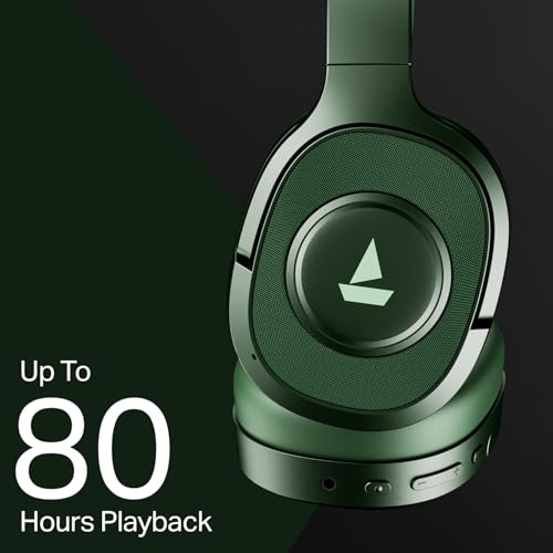 Image of Boat Rockerz Plus 550 ANC, (~40dB) Hybrid ANC, 80Hrs Playback, 40ms Low Latency Beast Mode, 40mm Drivers, BT v5.4, Bluetooth Headphones, Wireless Headphone with Mic (Green Militia)