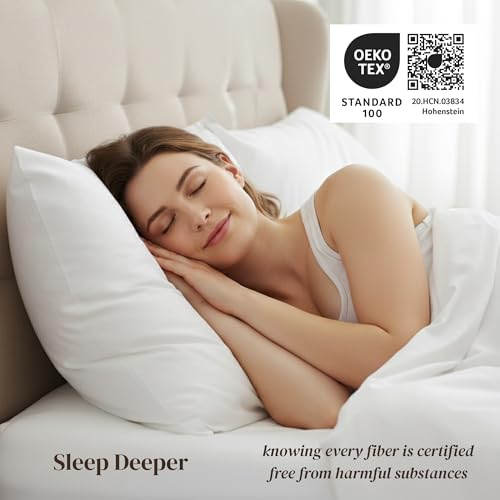 Image of Beckham Hotel Collection Pillowcases King Size Set of 2, Cool Touch Cotton Sateen Fabric, 500TC, Silky Smooth & Soft, Open End, White