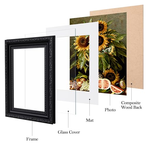 Image of eletecpro 5x7 Vintage Picture Frame, Glass Cover, Black, 2-Pack | Display Photo 4x6 with Mat or 5x7 without, Horizontal or Vertical, Tabletop or Wall Decor