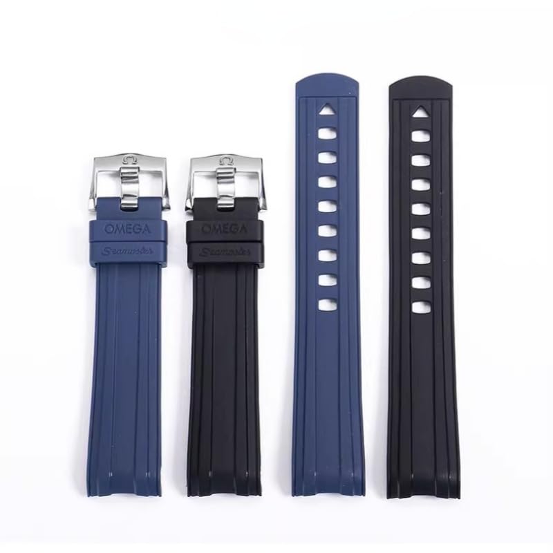 20mm Silikon Kautschuk Uhrenarmband Rundanstoß, Wasserdichtes Ersatz Uhrenband für Omega Seamaster 300