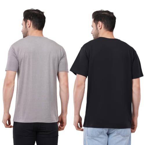 Image of Men's Cotton T-Shirt Set of 2 Pack - Soft & Breathable Casual Wear, Comfortable Fit for All Day Use, Trendy & Stylish for Gym, Outdoor