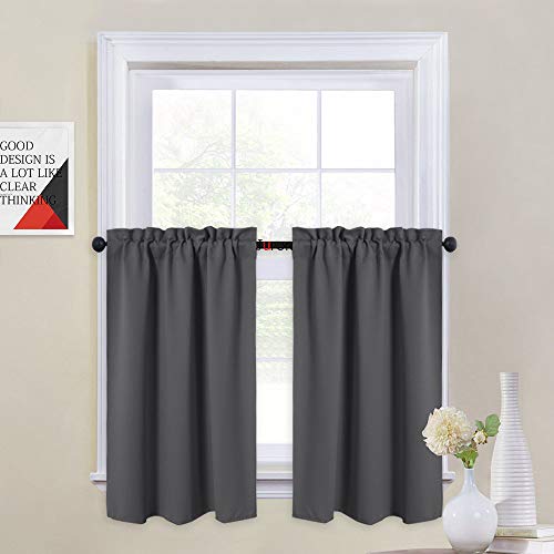 Image of JUPON Kitchen Blackout Valance Rod Pocket Curtain 1 Piece, Kitchen Curtain 3ft